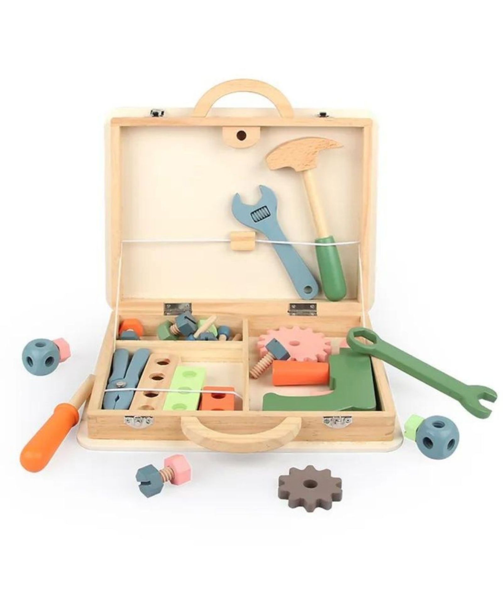 Caja De Herramientas De Madera – Camión De Bomberos 2 En 1, Juguete Montessori Para Niños De 2 A 5 Años, Set Completo