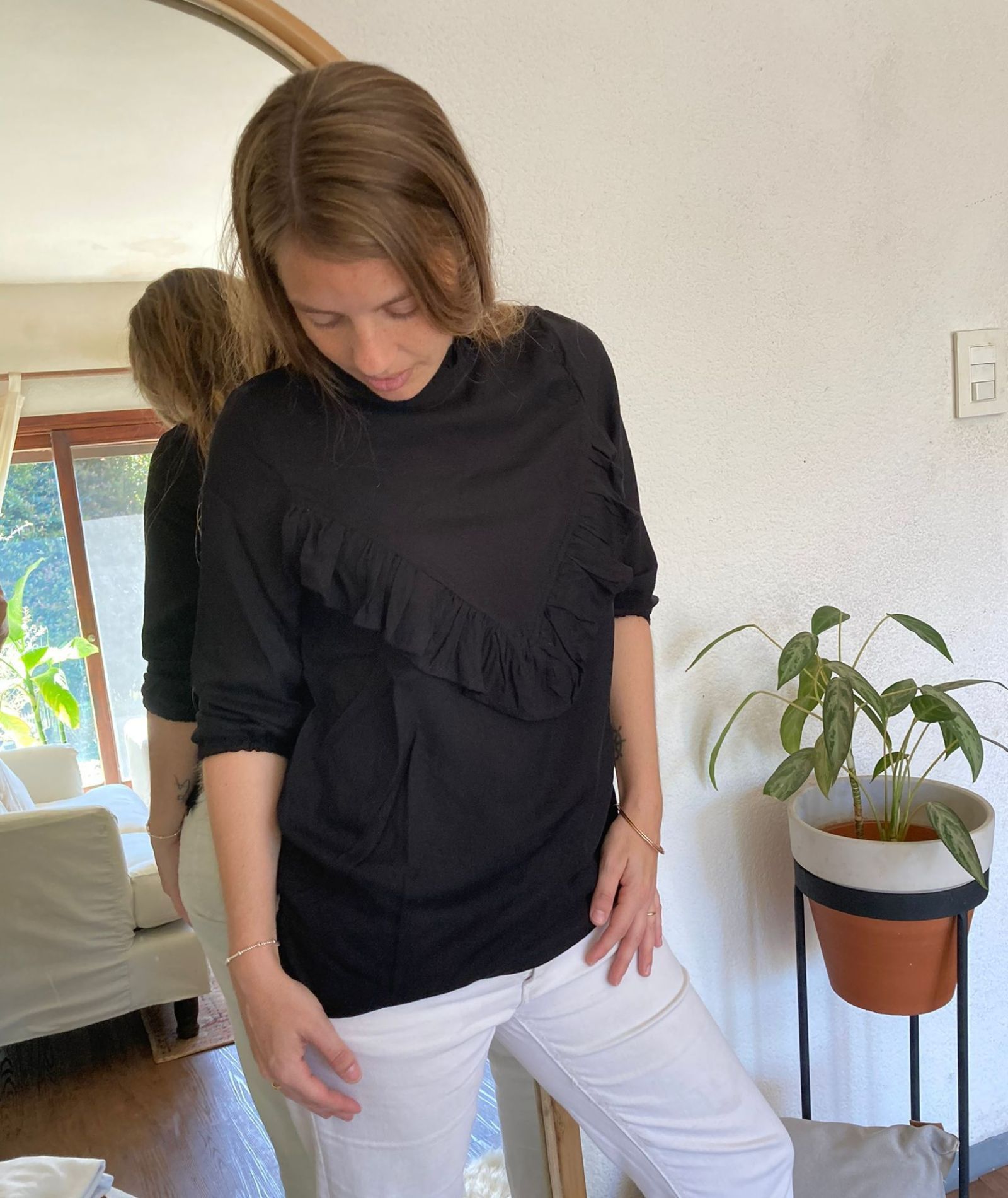 Camisa para lactancia Negra
