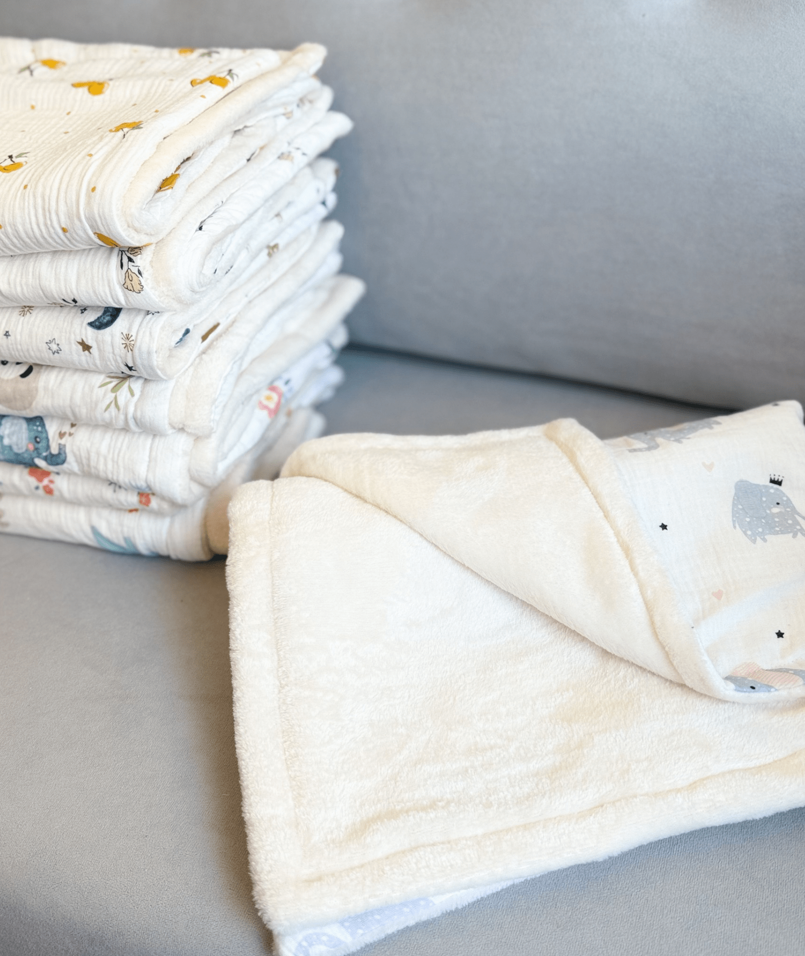 Manta/Rebozo Piel peluche y Muselina