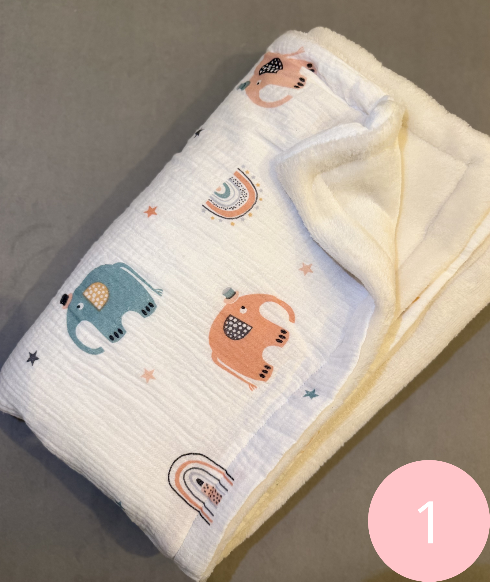 Manta/Rebozo Piel peluche y Muselina
